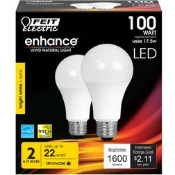 Feit Electric 100W A19 3000K Dimmable Enhance LED Bulb 2pk