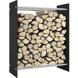 vidaXL Portant de Bois de Chauffage Support à Bois de Chauffage Organisateur Porte-bûches Rangement Noir 80x35x100 cm Verre Trempé