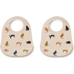 Liewood Tilda Silicone Bib 2-pack Miauw/Apple Blossom Mix