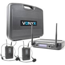 Vonyx WM73H Trådlöst UHF 2ch headset display, WM73H micro UHF 2Ch Trådlöst dubbelsystem 2xbeltpack headset SKY-179.209