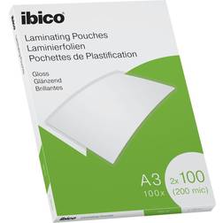 Ibico Gloss A3 Laminating Pouches 200 Micron Crystal clear Pack 100