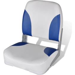 vidaXL Asiento de barco respaldo plegable cojín azul blanco 41x36x48cm