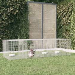 vidaXL Conigliera con 4 Pannelli 217x79x54 cm Ferro Zincato - Argento