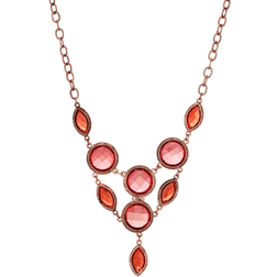 1928 Jewelry Link Statement Necklace - Rose Gold/Pink/Brown