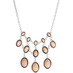 1928 Jewelry Link Statement Necklace - Silver/Brown