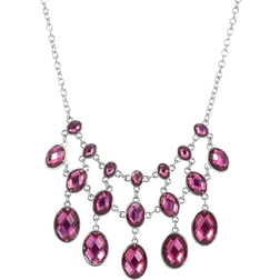 1928 Jewelry Link Statement Necklace - Silver/Purple