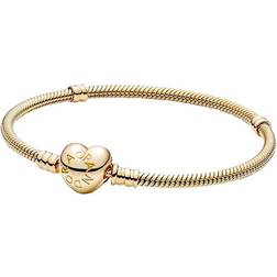 Pandora Moments Heart Lock Snake Chain Bracelet - Gold