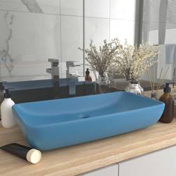 vidaXL Lavabo De Luxe Rectangulaire Bleu Clair Mat 71x38 cm Céramique