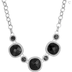 1928 Jewelry Square Collar Necklace - Silver/Black/Transparent