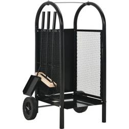 vidaXL Firewood Cart Black 30x35x81 cm Steel