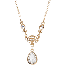 1928 Jewelry Curb Pendant Necklace - Gold/Transparent