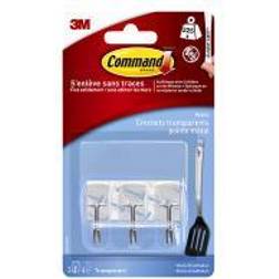 3M Command 17067clr Mini Plastic Hook 230g 3pcs 4 Strips Clear Billedkrog