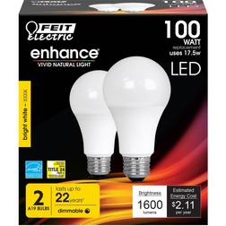 Feit Electric 100W A19 5000K Dimmable Enhance LED Bulb 2pk