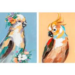 Dkd Home Decor Canvas Bird Parrot Modern (50 x 2,7 x 70 cm) (2 Units) Decorative Item