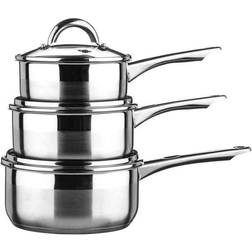 Premier Housewares Two Tone Stainless Steel Batterie de cuisine avec couvercle 3 Pièces