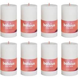 Bolsius 8x Rustic Pillar Soft Pearl Home Holiday Candle