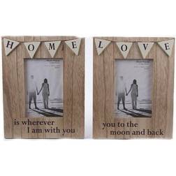 The Home Fusion Company Wooden Bunting Photo Picture Frame Love Or Home Design/'Home' is wherever I am with you Photo Frame