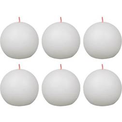 Bolsius 6x Rustic Ball Cloudy White Home Holiday Stearinljus