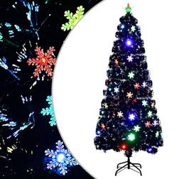vidaXL med LED-snefnug 210 cm fiberoptik sort Juletræ