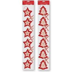 Red White & Gold Gingham Craft Christmas Xmas Garland Bunting Hanging Decoration Banner/Star Design