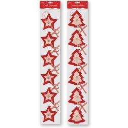 The Home Fusion Company Red White & Gold Gingham Craft Christmas Xmas Garland Bunting Hanging Decoration Banner/Star Design