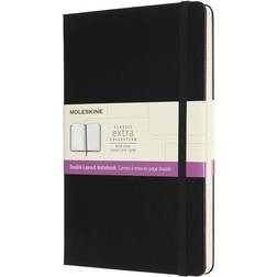 Moleskine Notizbuch Klassik Doppellayout Large Hardcover Schwarz, blanko-liniert