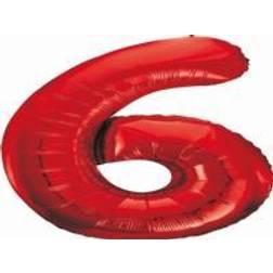 GoDan Foil balloon Number 6 red, 85cm