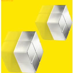 Sigel C10 neodymmagneter, kubedesign, sølv, sæt af 2, aluminiumsoverflade, højpoleret, ekstra stærk (N45) 1 stk (GL704)