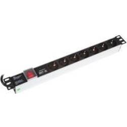 BKT Elektronik Powerpanel 7xschuko Med Afb Led 1u Sort