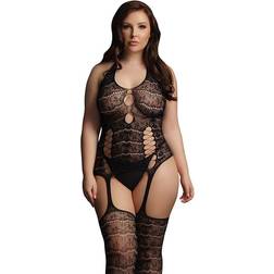 Shots Toys Body de cuerpo entero curvy con ligas en negro Negro