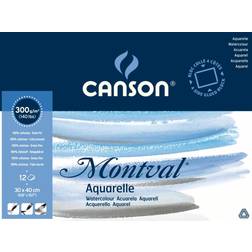 LYRA Canson Montval 300gsm watercolour practice paper Block including 12 sheets, size: 30X40cm, natural white and Cold Pressed (Not) textured paper