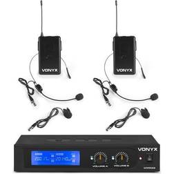 Vonyx WM522B Trådlöst mikrofonsystemVHF 2CH 2BP headset, Trådlöst set UHF 2 kanaler