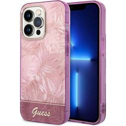 Guess iPhone 14 Pro Cover Jungle Lyserød