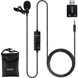 Movo Universal Lavalier USB Microphone for Computer with USB adapter compatible with Laptop, Desktop, PC and Mac, Smartphones, Cameras, Podc