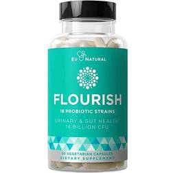 Eu Natural FLOURISH, Probiotics Urinary & Gut Health, 14 Billion CFU, 30 Vegetarian Capsules