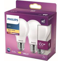 Philips LED-lamppu E27 10,5W 2700K opaali 2 kpl