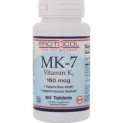 Protocol for Life Balance, MK-7 Vitamin K2, 160 mcg, 60 Tablets