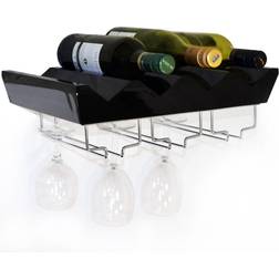 Watsons on the Web MONTEREY 4 Bottle Wall Mounted Floating Wine Storage Shelf Black Wine Rack