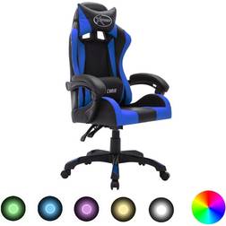 Basic Home Sedia Da Gaming Con Luci A Led Rgb Blu E Nera In Similpelle