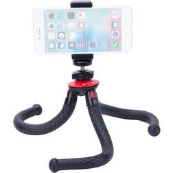 Fotopro UFO 2 Flexible Tripod with Smartphone and GoPro Adapter, Black/Red