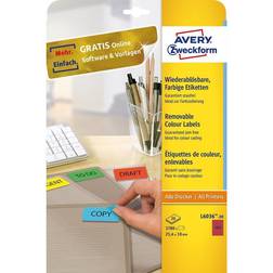 AVERY Zweckform L6036-20 Coloured Mini Labels 25.4 x 10 mm for Colour Coding Pack of 20 Sheets