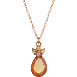 1928 Jewelry Pear Pendant Necklace - Gold/Pink/Brown