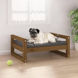 vidaXL Dog Bed Honey Brown 65.5x50.5x28 Solid Pine Wood