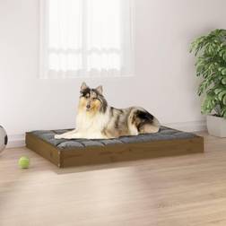 vidaXL Cama Para Perros Madera Maciza Pino Marrón Miel 91.5x64x9 cm - Marrón