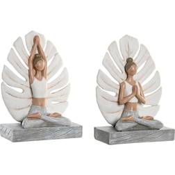 Dkd Home Decor Dekorativ Grå Hvid Harpiks Yoga Moderne (16 x 7,5 x 21 cm) (2 enheder) Dekorationsfigur