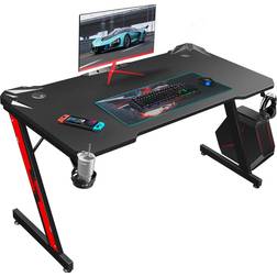 Homall Z Shaped Gaming Desk - Black/Red, 1118x599x744mm