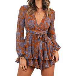 Women's Floral Print Mini Dress Romper