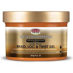 African Pride Black Castor Miracle Extra Hold Braid, Loc & Twist Gel 227g