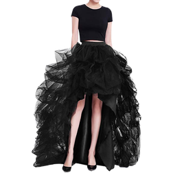 WDPL Long High Low Ruffles Party Tulle Skirt