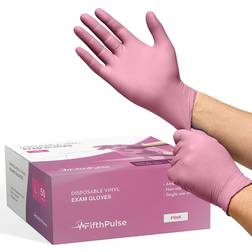 FifthPulse Disposable Vinyl Exam Gloves 50-pack - Pink